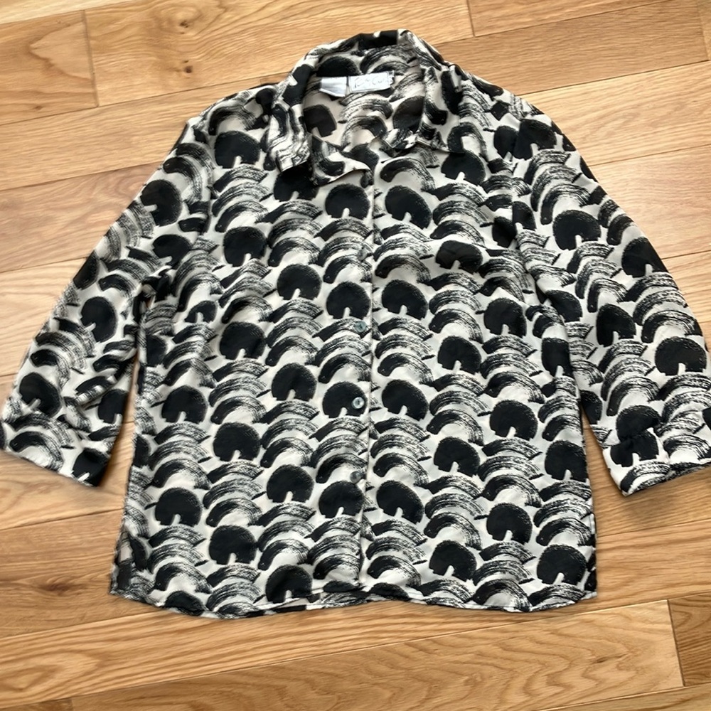 Vintage Black and White Button-Down Shirt
